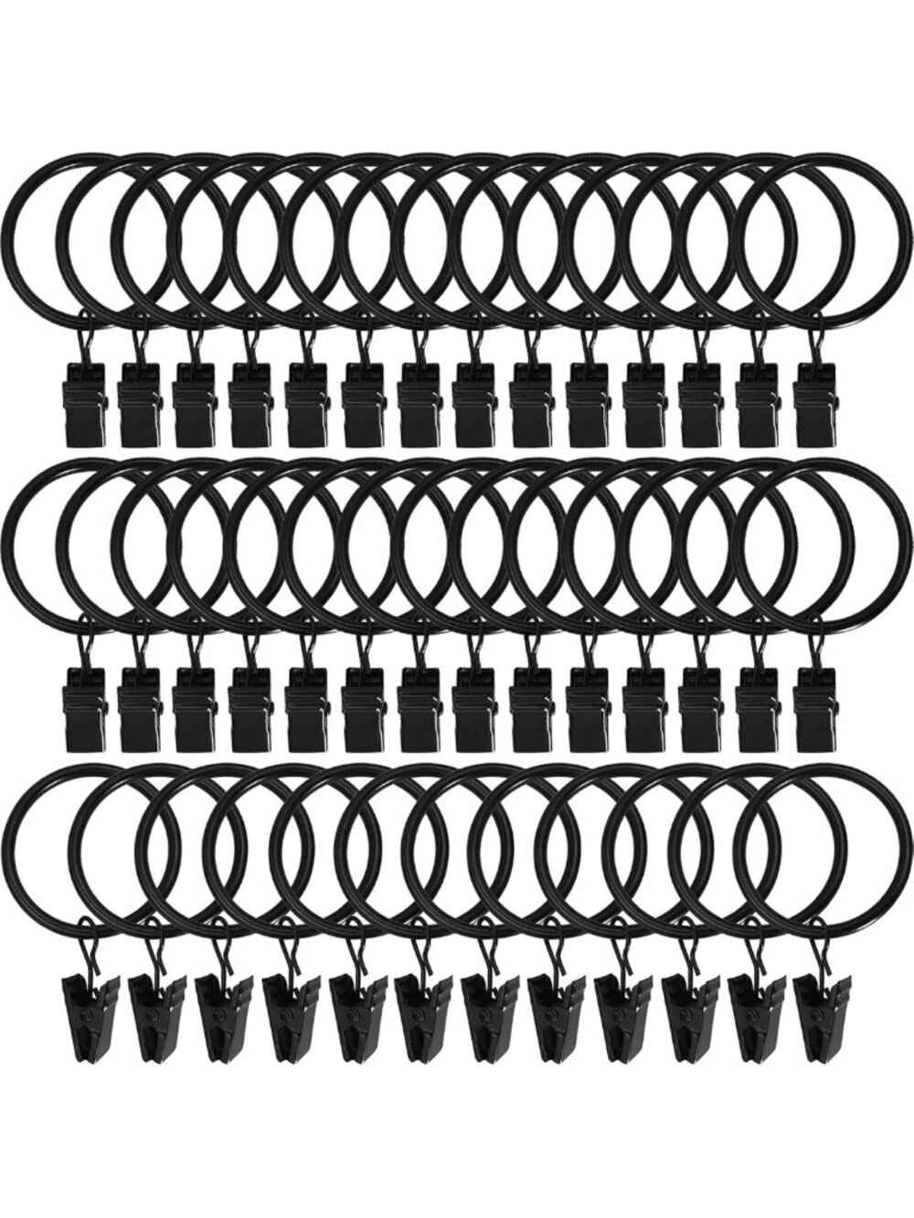 40 Pack Black Metal Curtain Clip Rings - 1.5" Hooks for Drapery & Bows